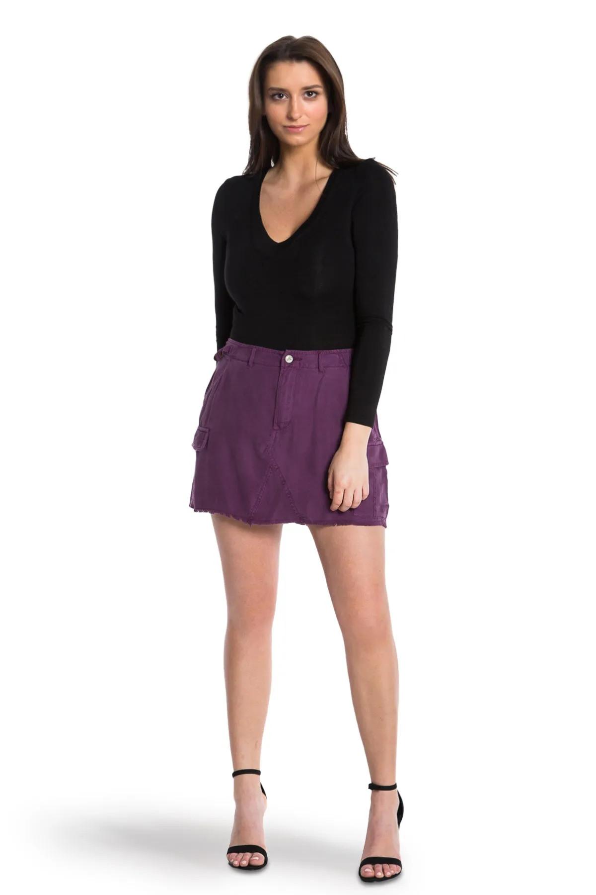 100% Silk mini skirt in Deep Purple