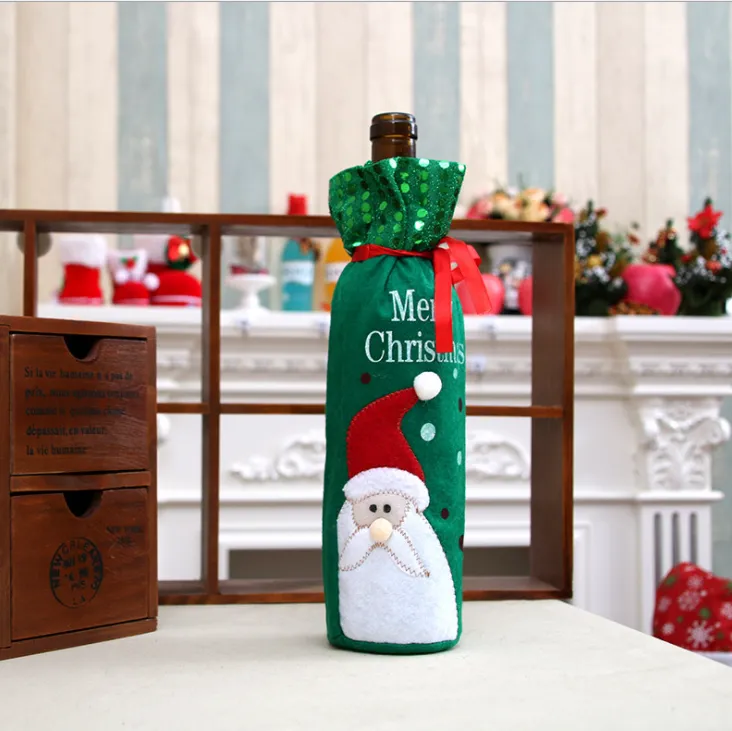 2 Pcs Christmas Wine Bottle Covers - Santa Snowman Sweater Wine Bottle Dress