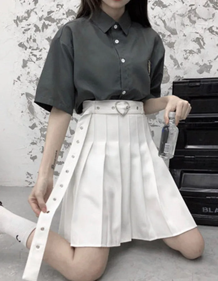 A line pleated skirt  3497