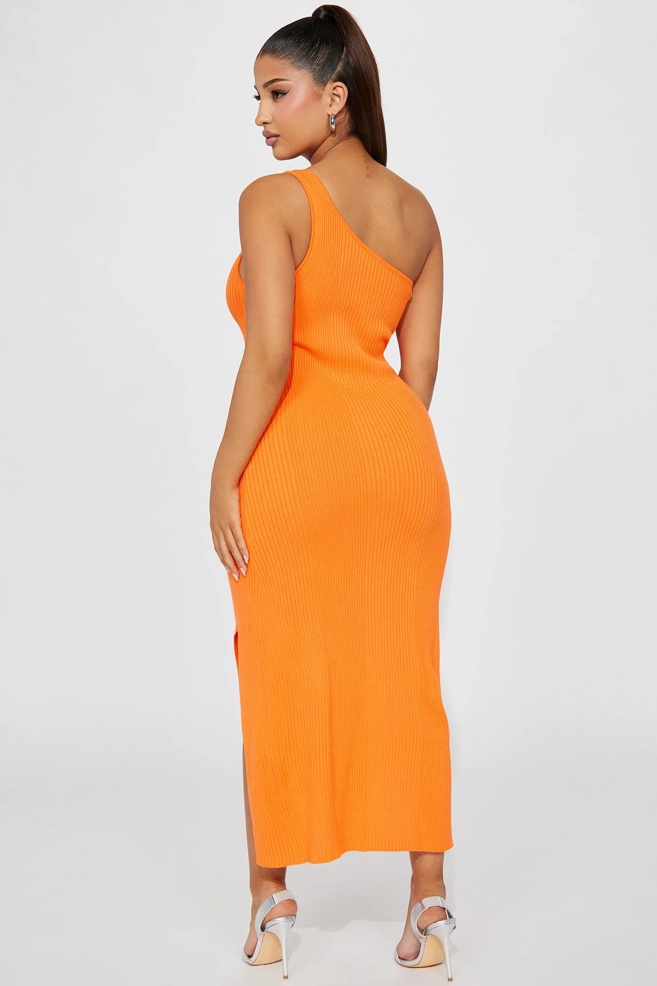 Adoette Ribbed Midi Dress - Orange