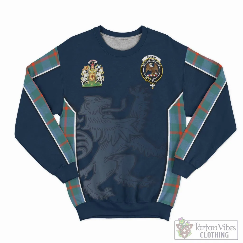 Agnew Ancient Tartan Sweater with Family Crest and Lion Rampant Vibes Sport Style