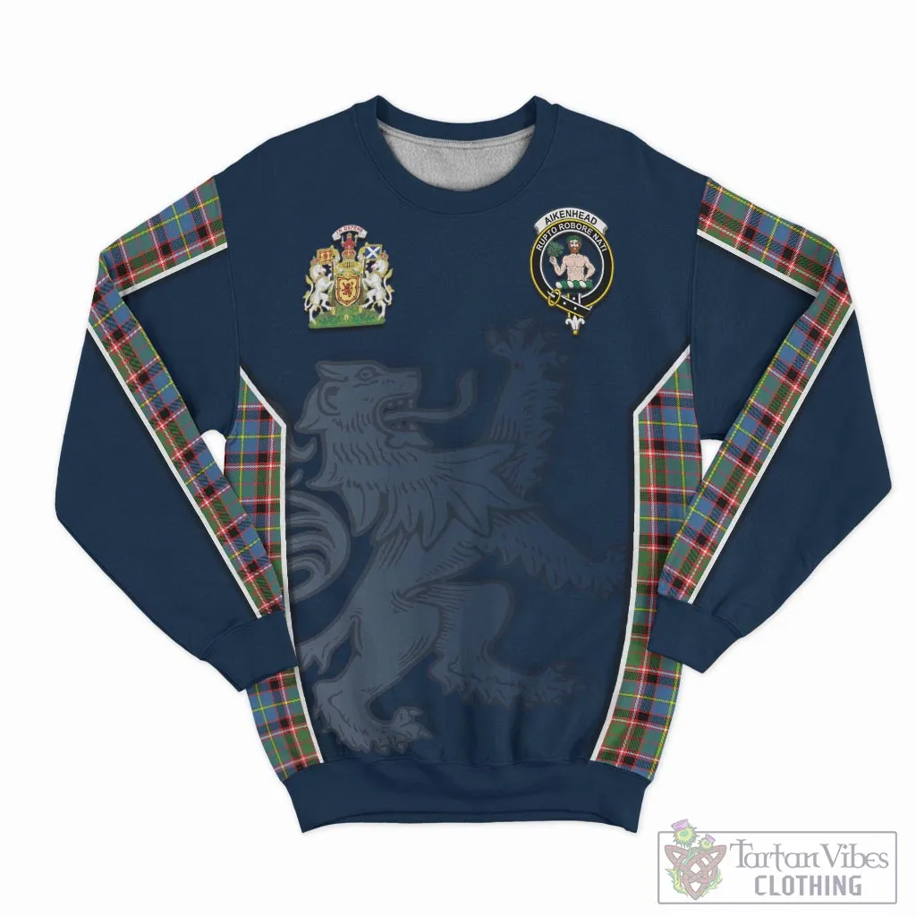 Aikenhead Tartan Sweater with Family Crest and Lion Rampant Vibes Sport Style