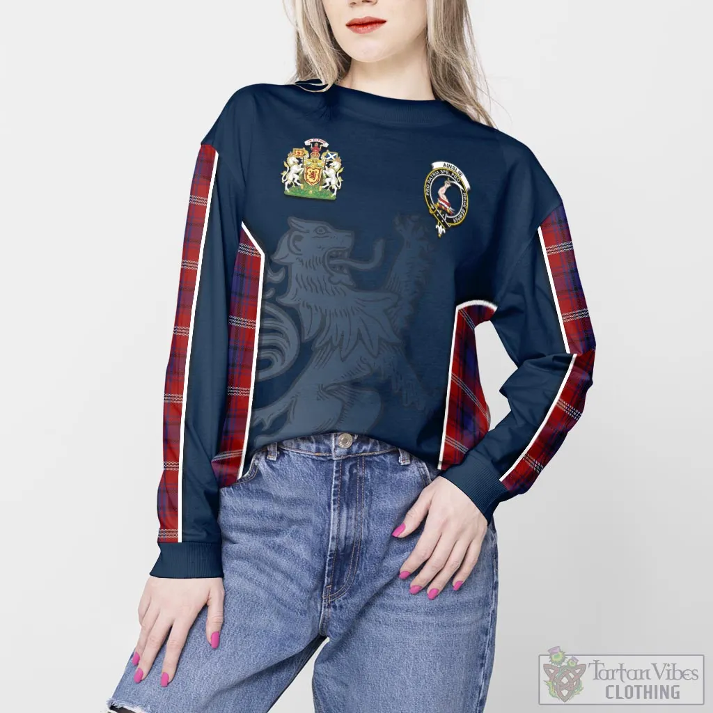 Ainslie Tartan Sweater with Family Crest and Lion Rampant Vibes Sport Style