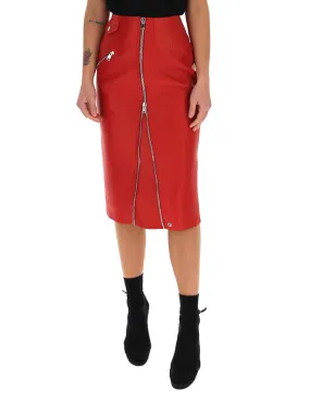 Alexander McQueen Biker Leather Pencil Skirt