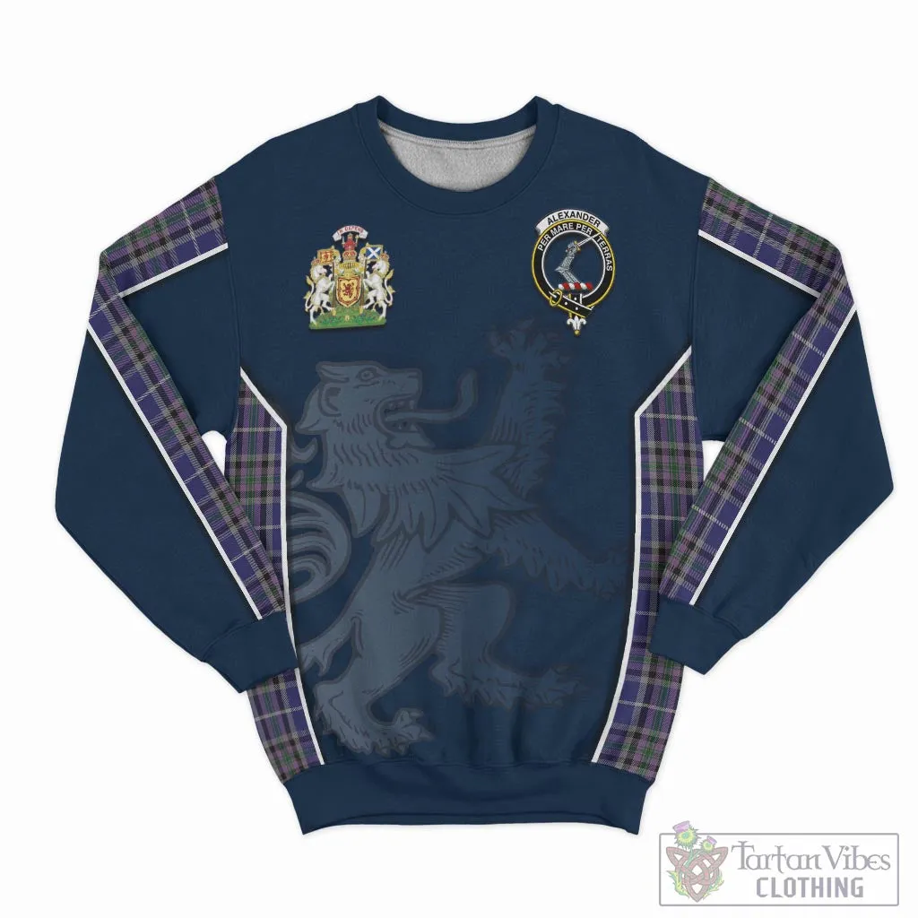 Alexander of Menstry Tartan Sweater with Family Crest and Lion Rampant Vibes Sport Style