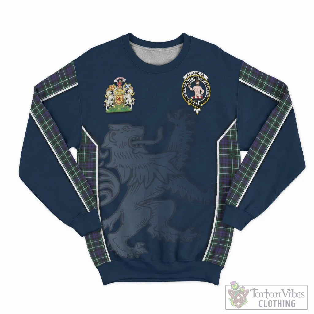 Allardice Tartan Sweater with Family Crest and Lion Rampant Vibes Sport Style