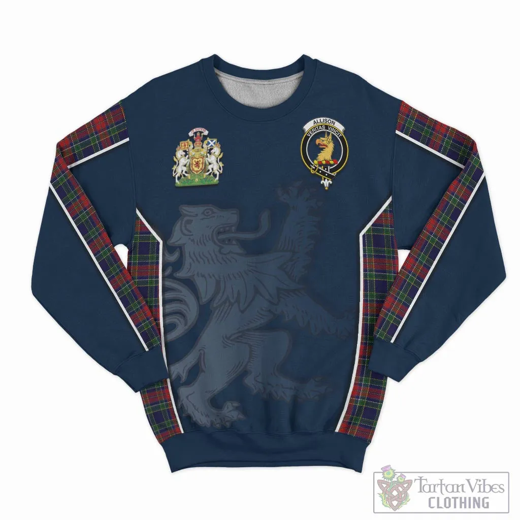 Allison Red Tartan Sweater with Family Crest and Lion Rampant Vibes Sport Style