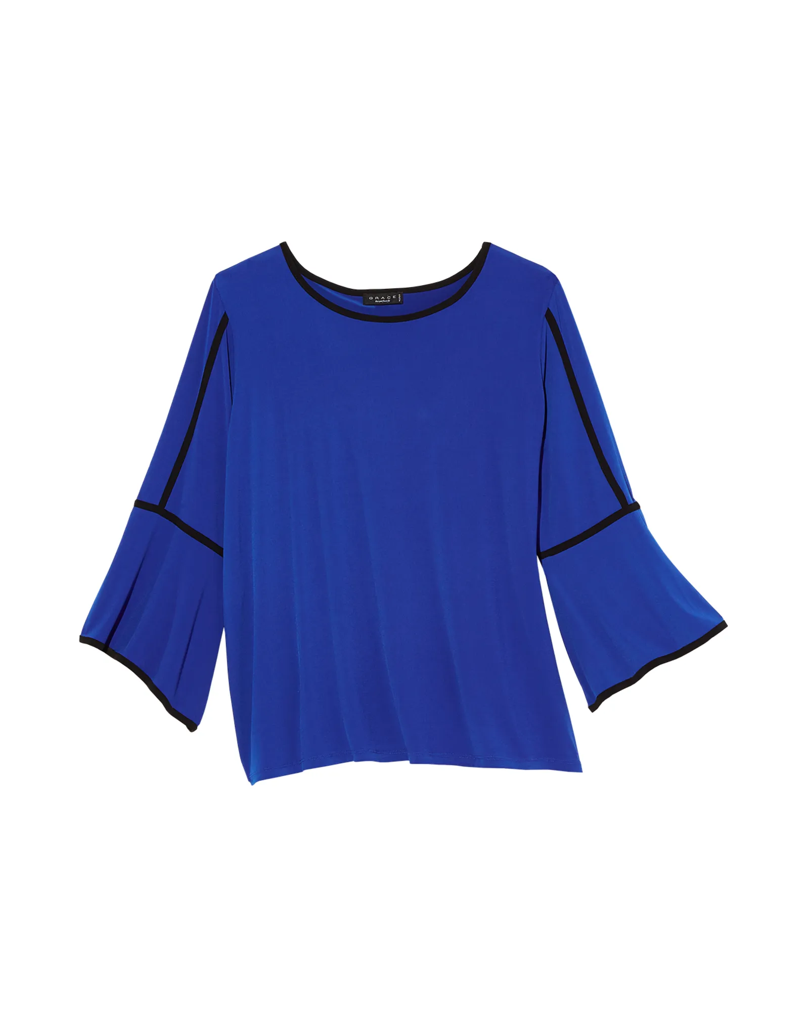 Amanda Bell Sleeve Top | Royal Blue / Black