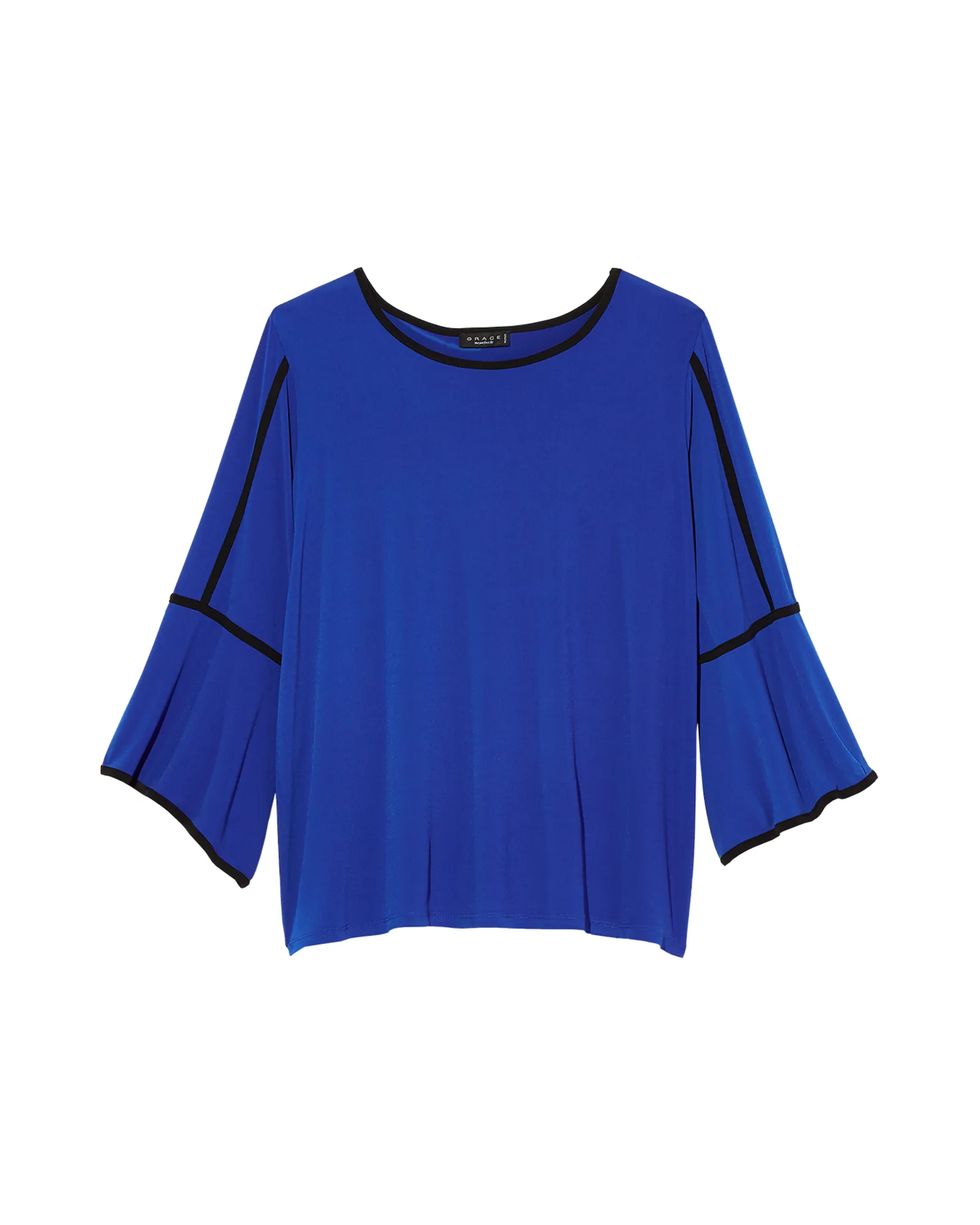 Amanda Bell Sleeve Top | Royal Blue / Black