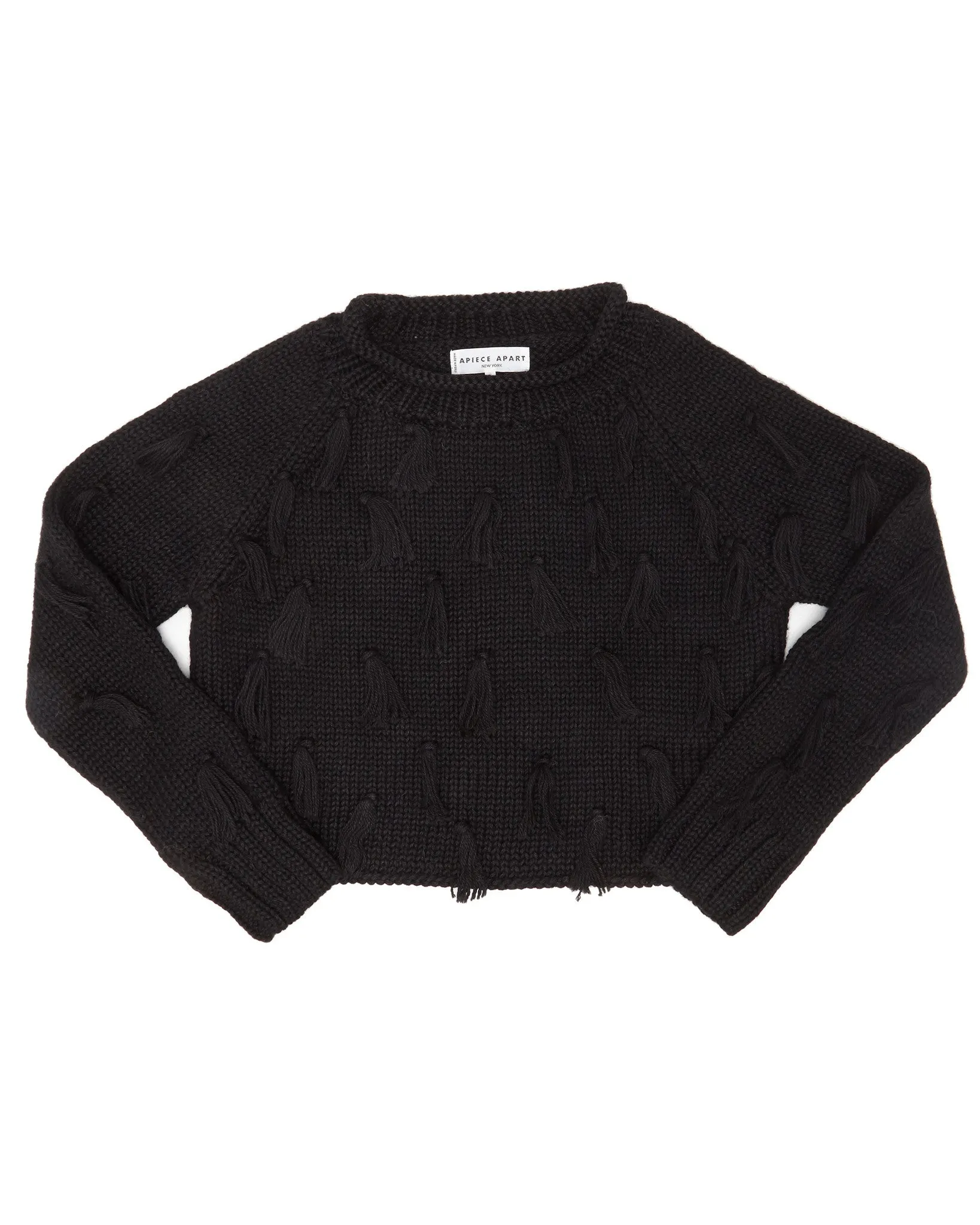 Apiece Apart | Luluc Fringe Crew Sweater in Black - FINAL SALE