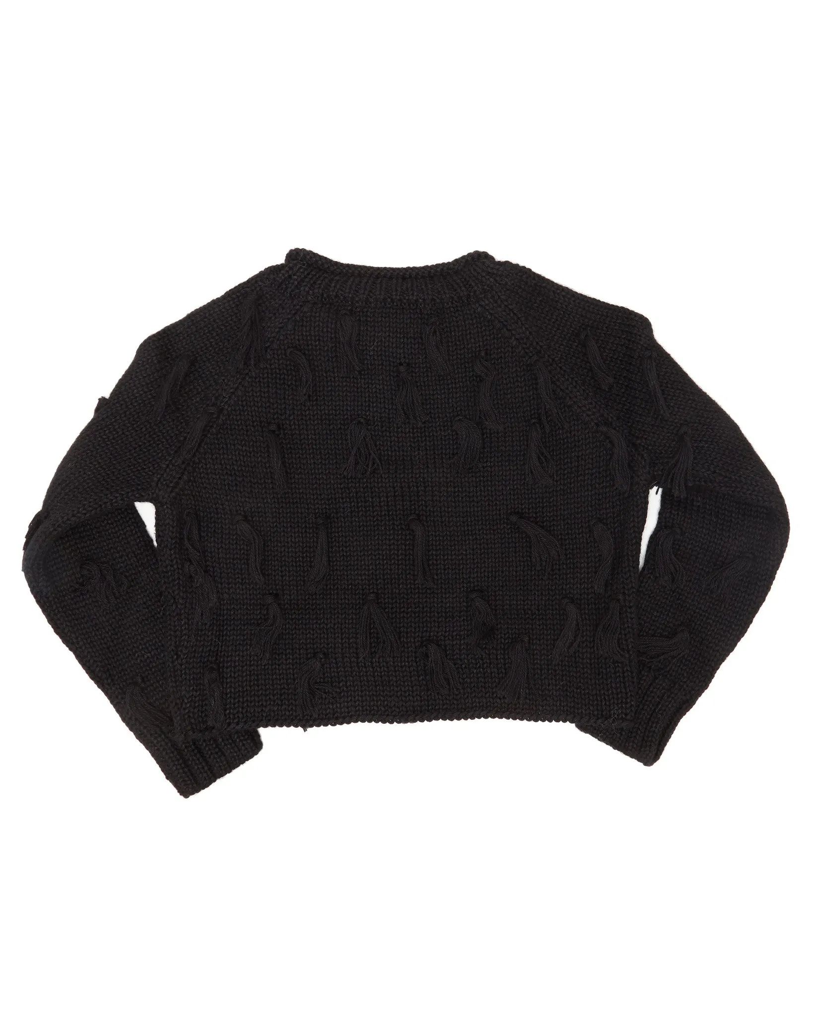 Apiece Apart | Luluc Fringe Crew Sweater in Black - FINAL SALE