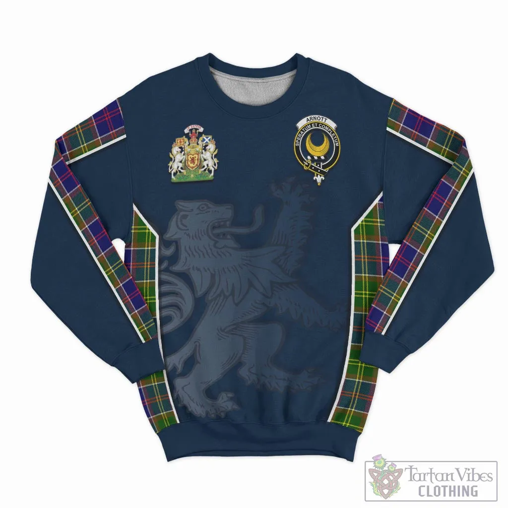 Arnott Tartan Sweater with Family Crest and Lion Rampant Vibes Sport Style