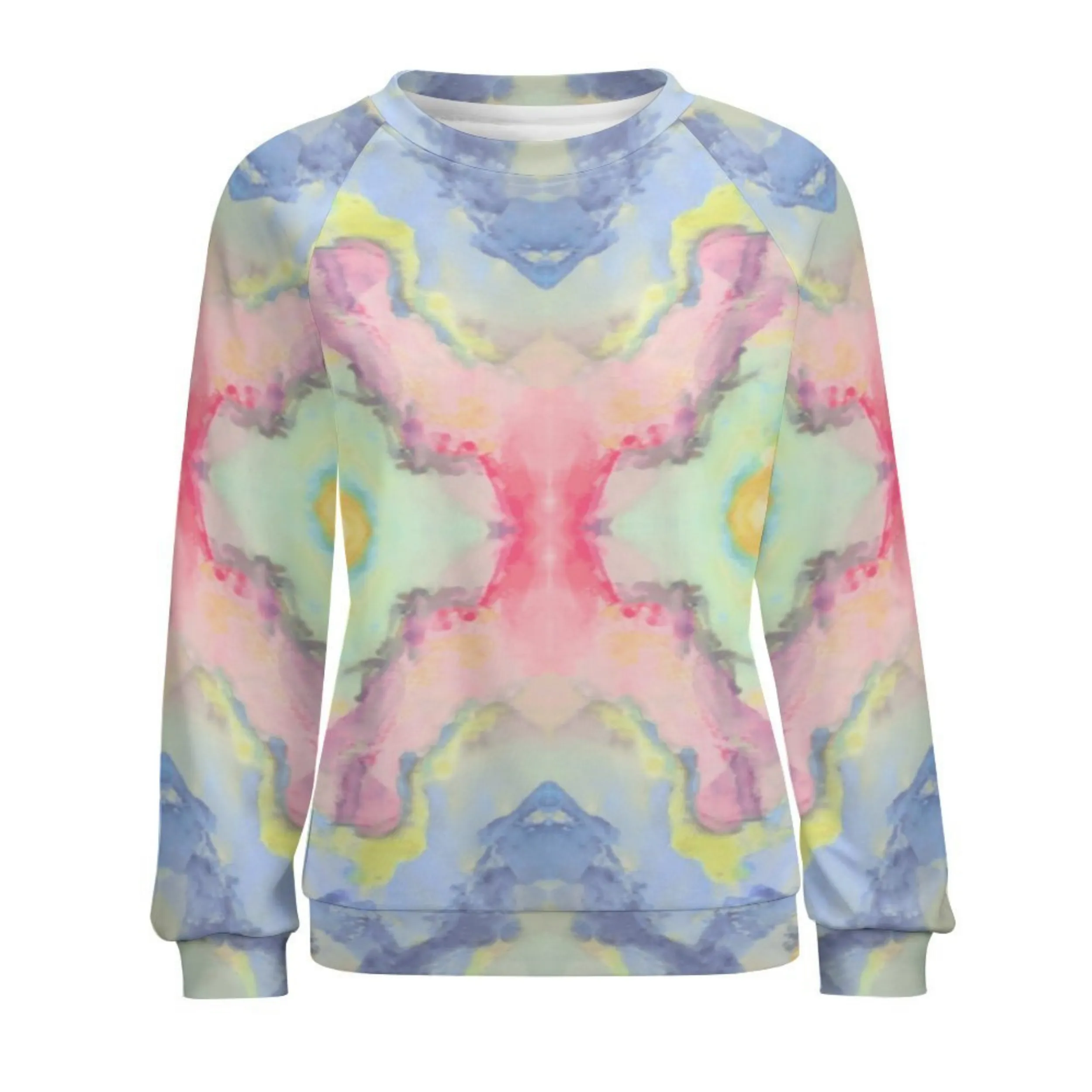 Art Deco Watercolor Ombre | Women’s Raglan Sweatshirt | Cozy Autumn & Winter Crewneck