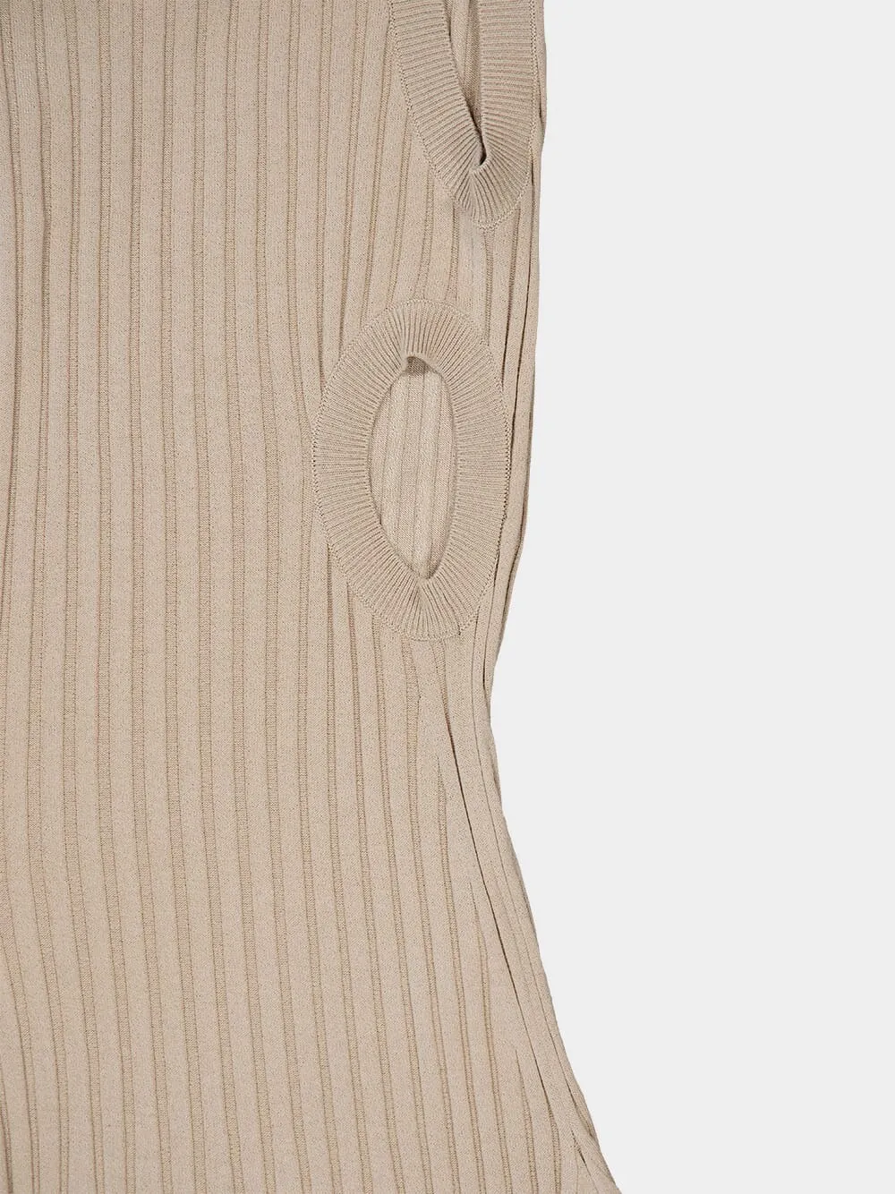 Asymmetric Beige Knit Dress