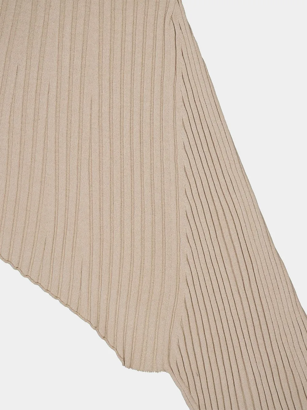 Asymmetric Beige Knit Dress