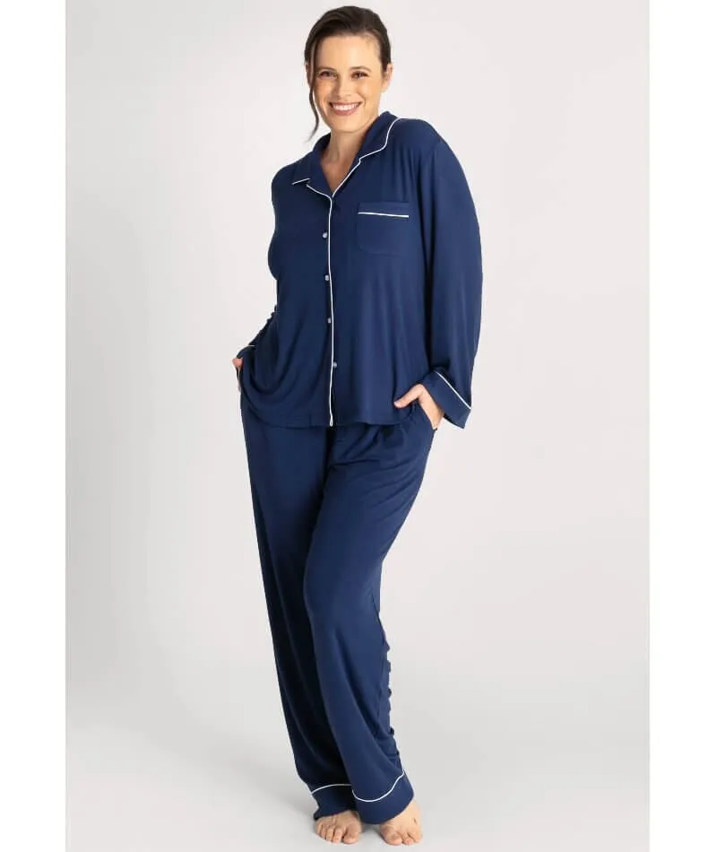 Ava & Audrey Maddison Knit Lounge PJ Set - Navy