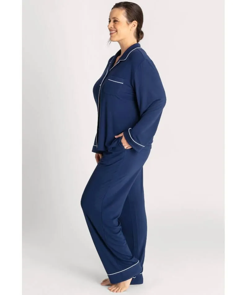 Ava & Audrey Maddison Knit Lounge PJ Set - Navy