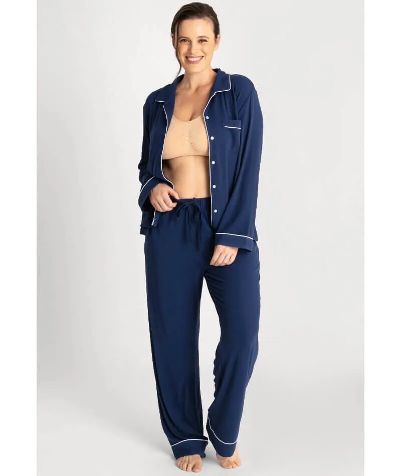 Ava & Audrey Maddison Knit Lounge PJ Set - Navy