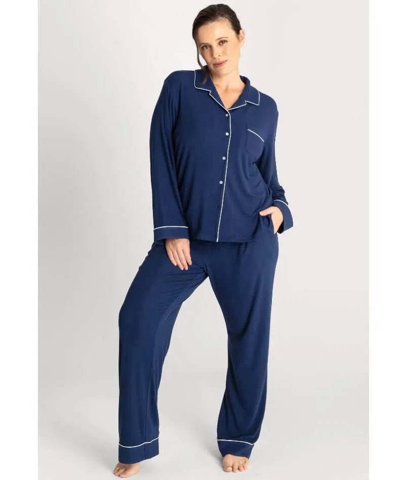 Ava & Audrey Maddison Knit Lounge PJ Set - Navy