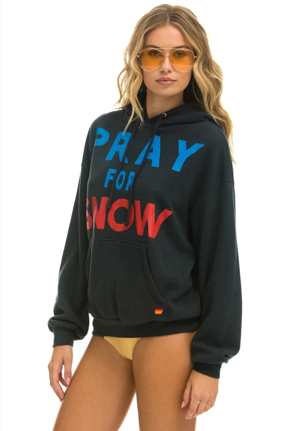 AVIATOR NATION PRAY FOR SNOW RELAXED PULLOVER HOODIE - CHARCOAL