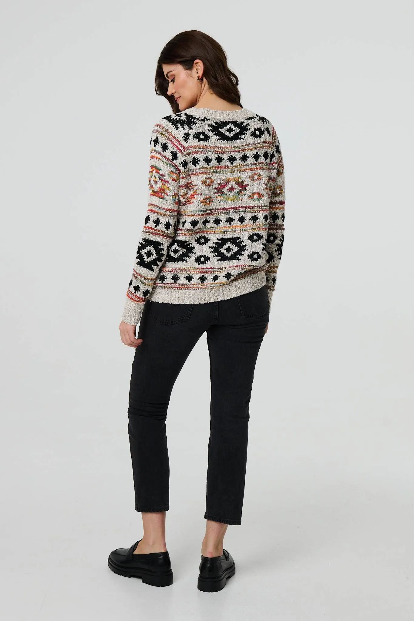 Aztec Print Long Sleeve Knit Jumper