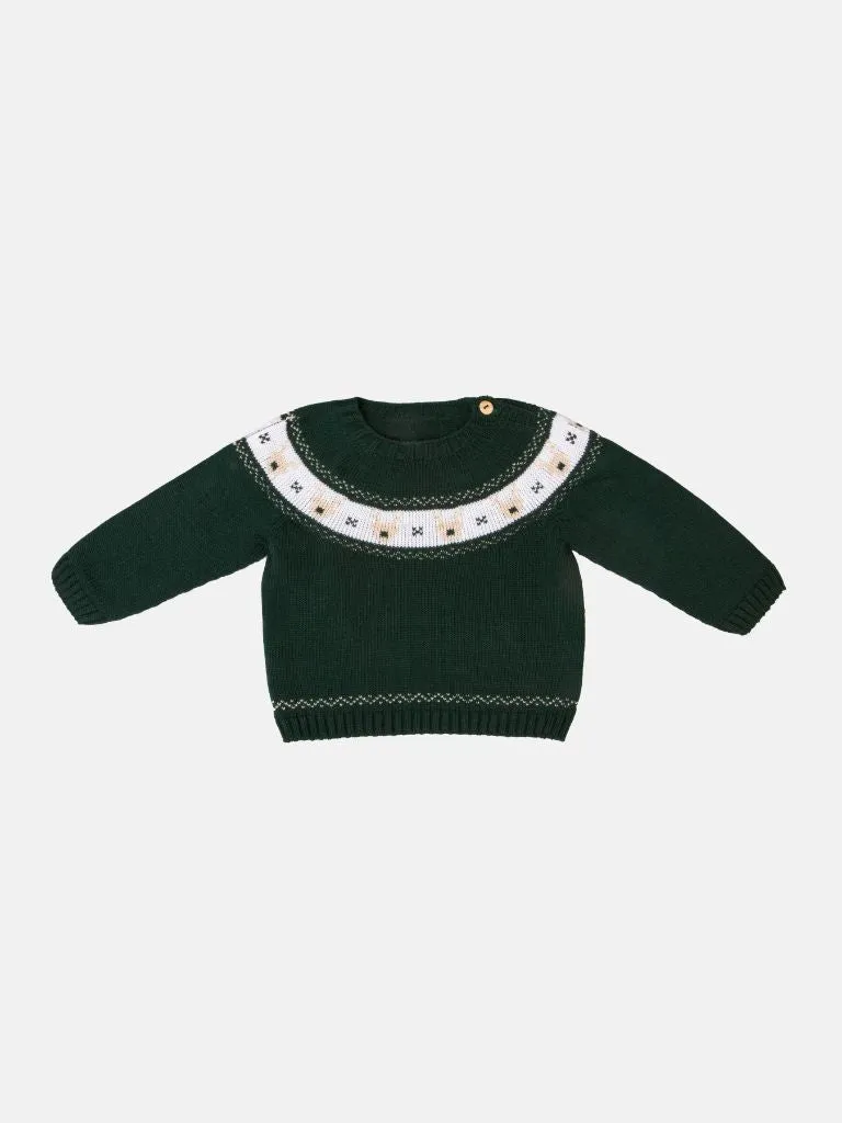 Baby Boy Rudolph Collection Knitted 2-piece Set-Green & Blue