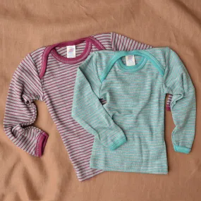 Baby Top Wool/Silk Long Sleeve - Fine Stripes (3m-3y)