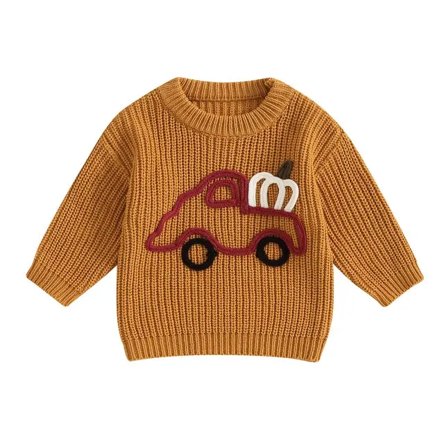 Baby/Toddler Autumn Fall Sweater Pumpkin Car Boys Girls