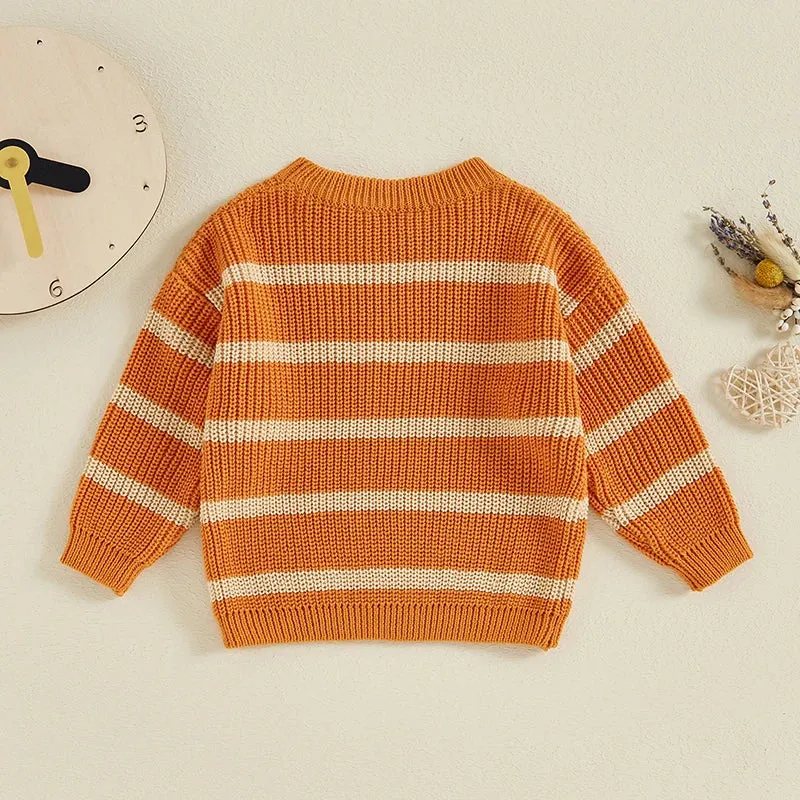 Baby/Toddler Boys Autumn Orange Stripe Deluxe Knit Sweater