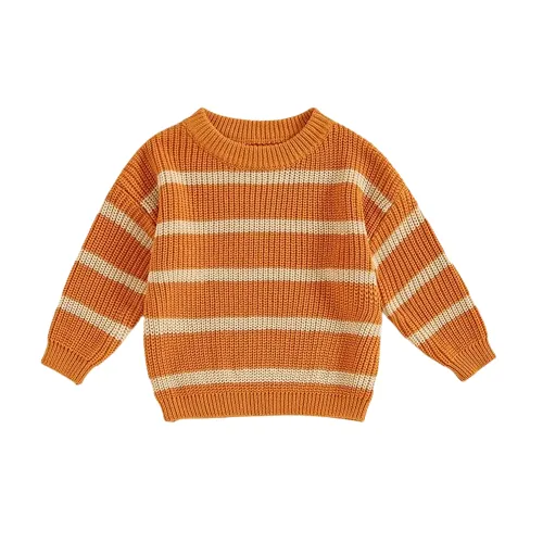 Baby/Toddler Boys Autumn Orange Stripe Deluxe Knit Sweater