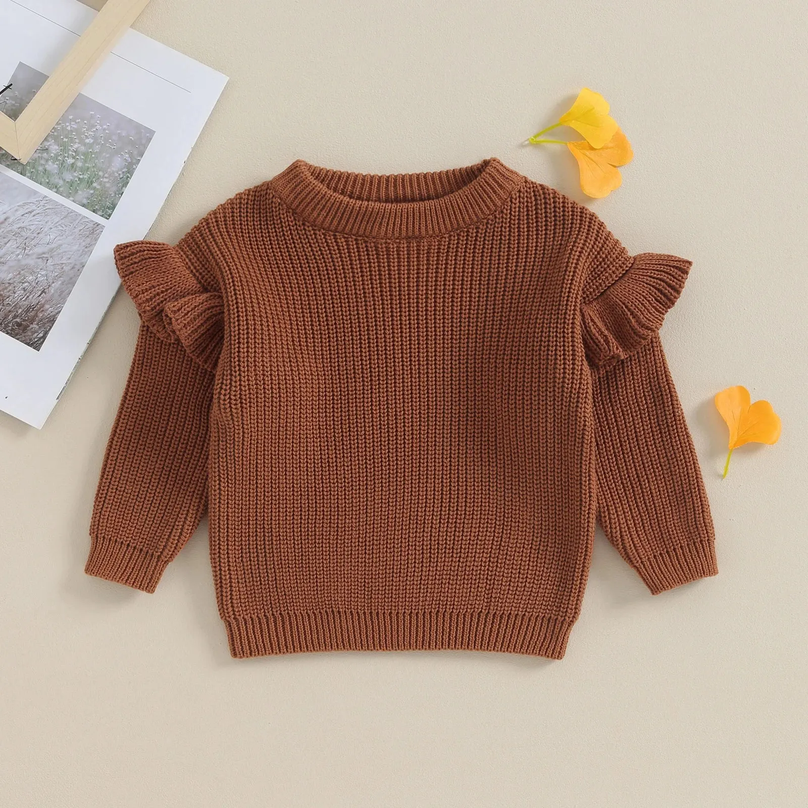 Baby/Toddler Girls (to 3T) Ruffle Sleeve Autumn Sweater 4 Colors