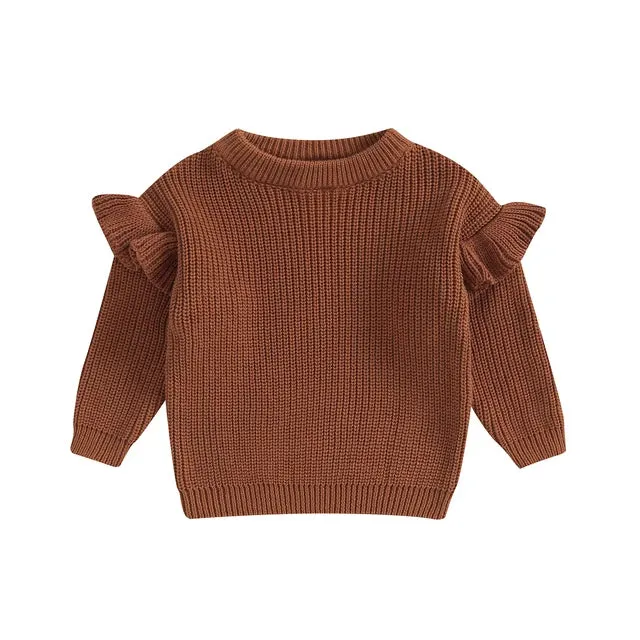 Baby/Toddler Girls (to 3T) Ruffle Sleeve Autumn Sweater 4 Colors