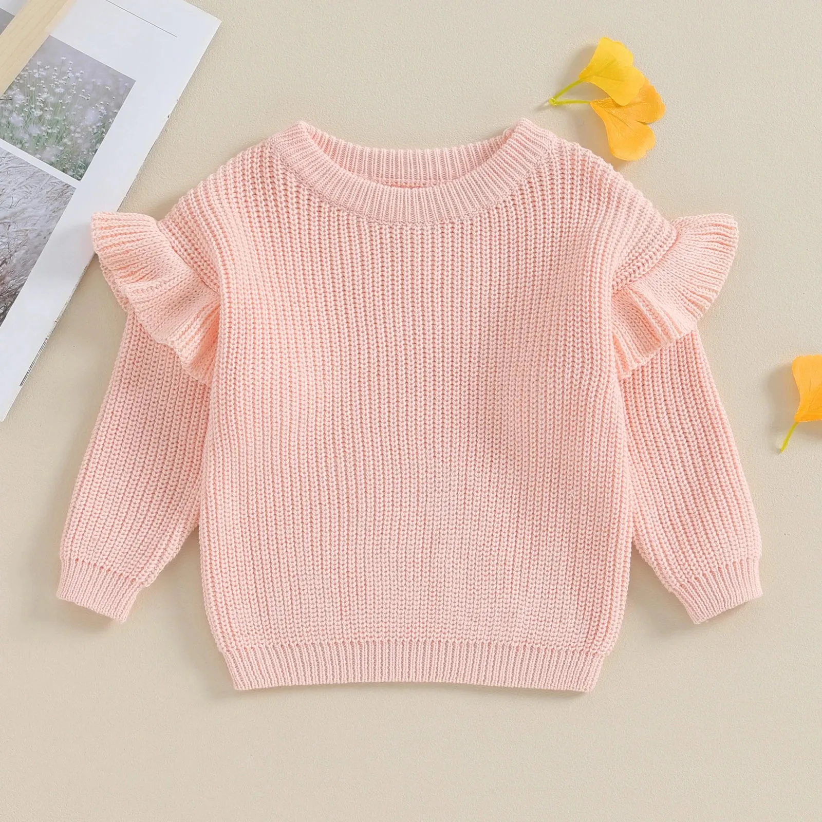 Baby/Toddler Girls (to 3T) Ruffle Sleeve Autumn Sweater 4 Colors