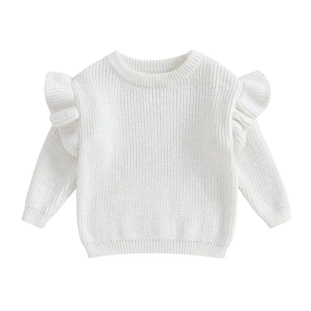 Baby/Toddler Girls (to 3T) Ruffle Sleeve Autumn Sweater 4 Colors