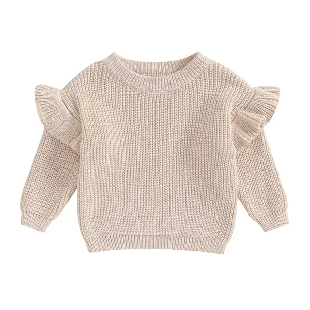 Baby/Toddler Girls (to 3T) Ruffle Sleeve Autumn Sweater 4 Colors