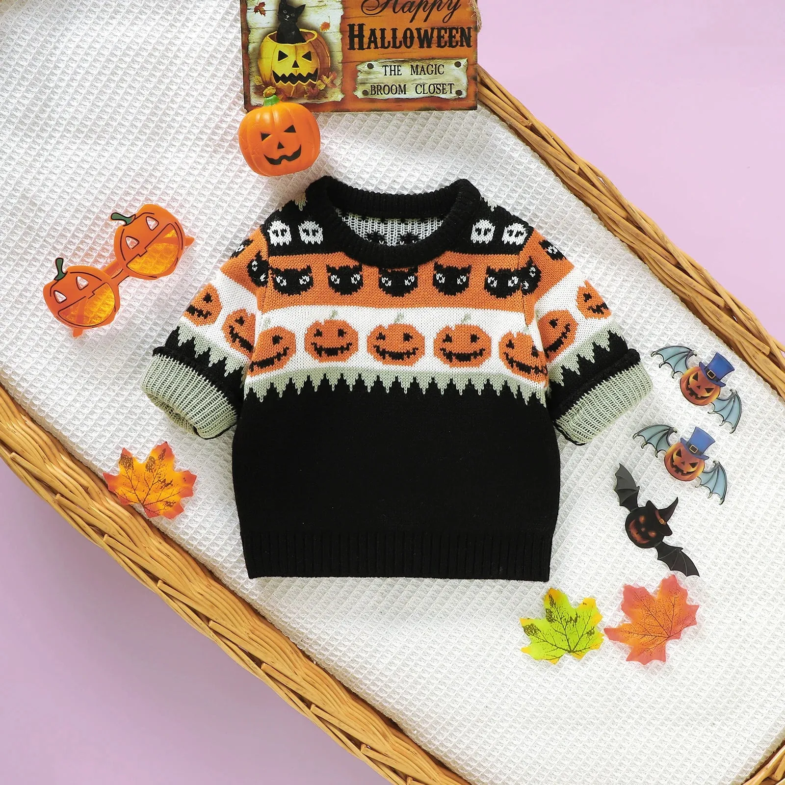 Baby/Toddler (to 3T) Boys Halloween Sweater - Pumpkin Cats