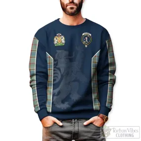 Balfour Blue Tartan Sweater with Family Crest and Lion Rampant Vibes Sport Style