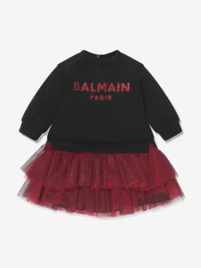 Balmain Baby Girls Tulle Trim Sweater Dress