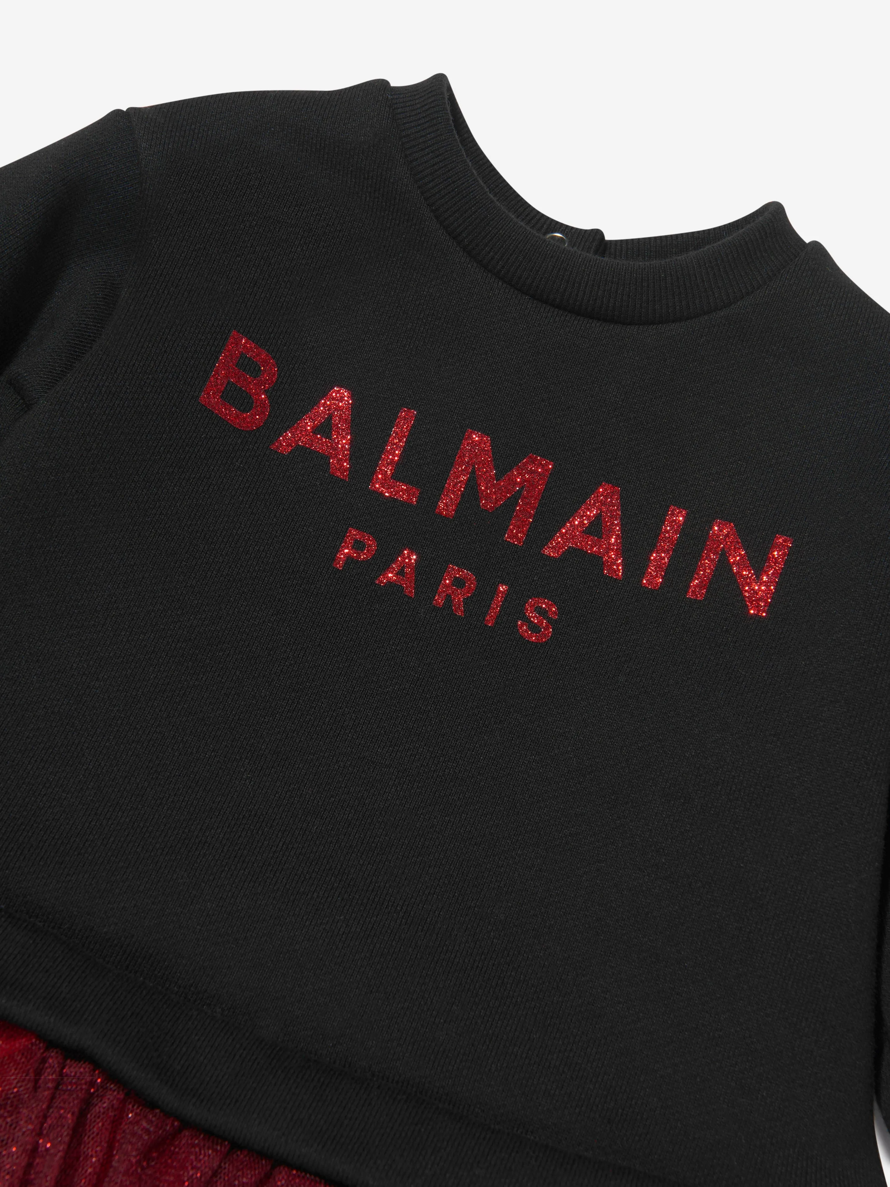 Balmain Baby Girls Tulle Trim Sweater Dress