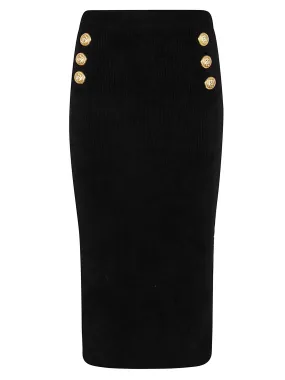 Balmain High Waist Midi Pencil Skirt