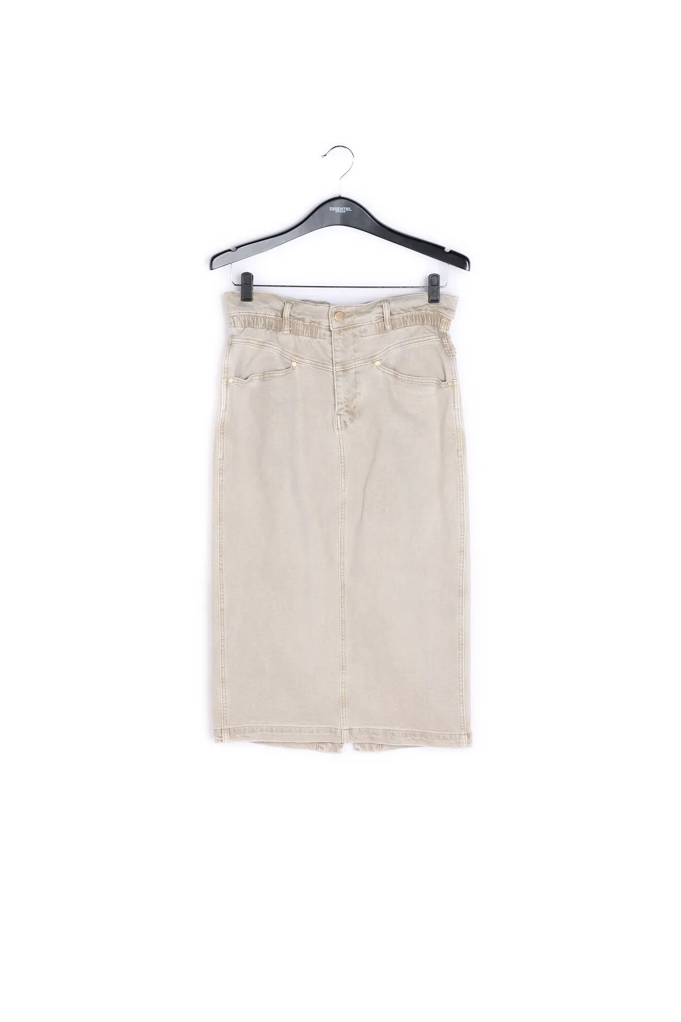 Beige denim pencil skirt