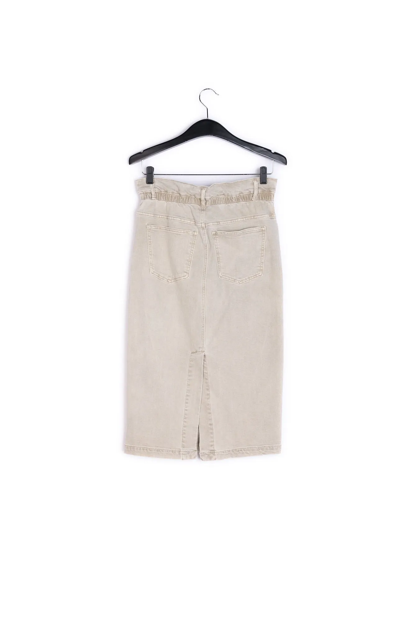 Beige denim pencil skirt