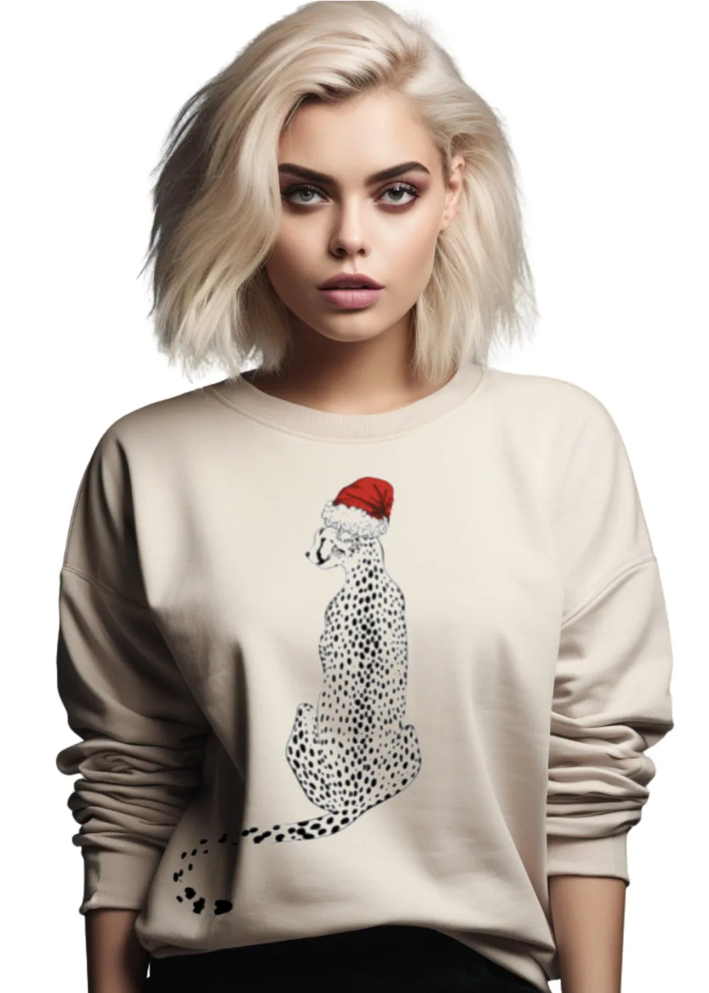 Beige Leopard Christmas Sweater