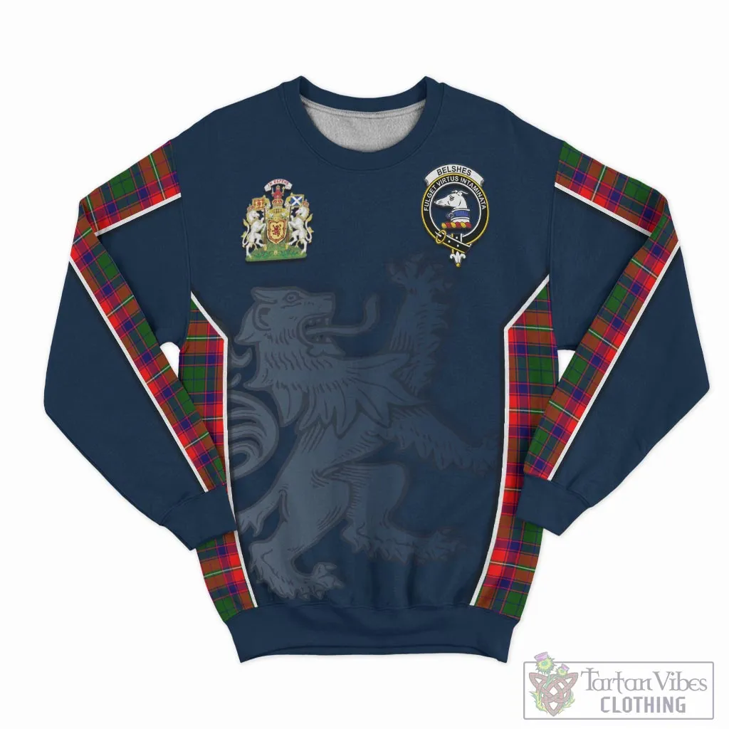 Belshes Tartan Sweater with Family Crest and Lion Rampant Vibes Sport Style