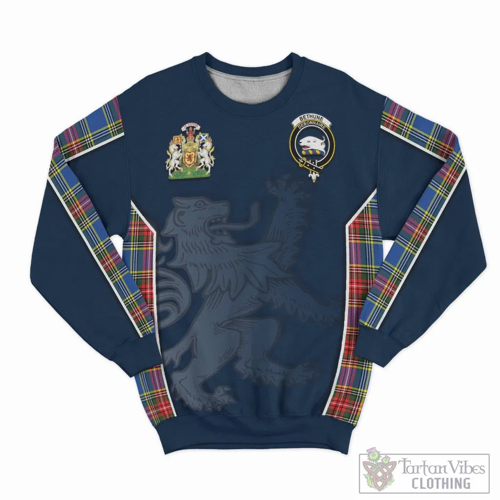 Bethune Tartan Sweater with Family Crest and Lion Rampant Vibes Sport Style