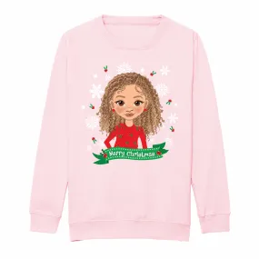 Biracial Girl Princess Christmas Sweatshirt - Holiday Jumper | Fefus Designs