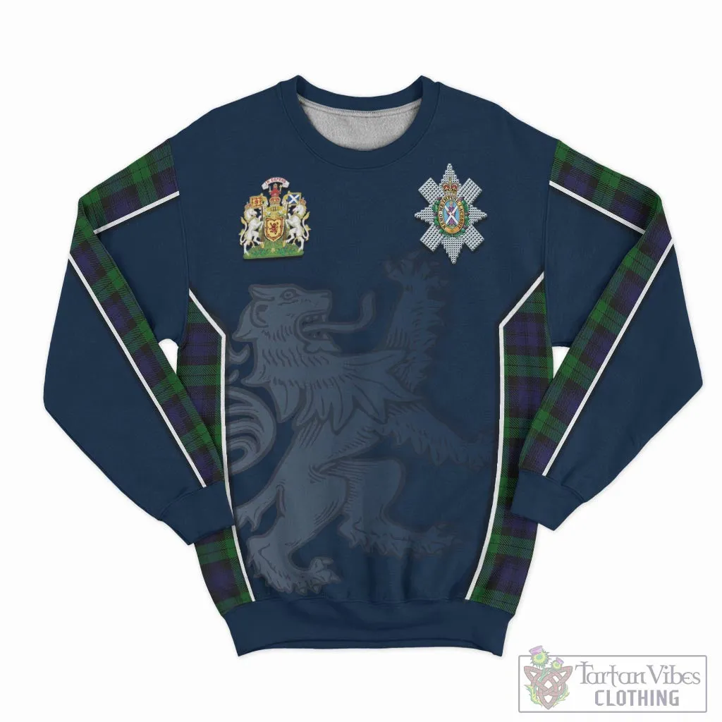 Black Watch Tartan Sweater with Family Crest and Lion Rampant Vibes Sport Style