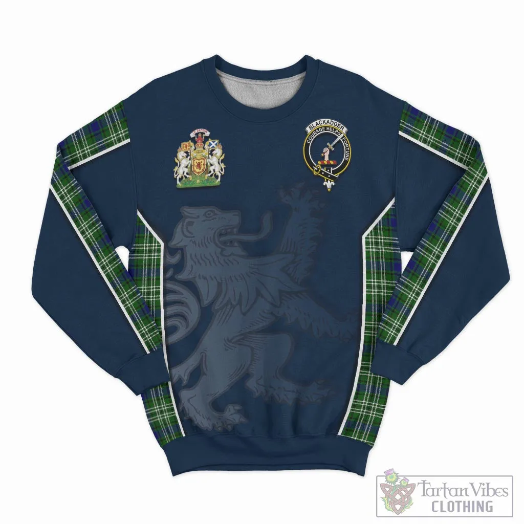 Blackadder Tartan Sweater with Family Crest and Lion Rampant Vibes Sport Style