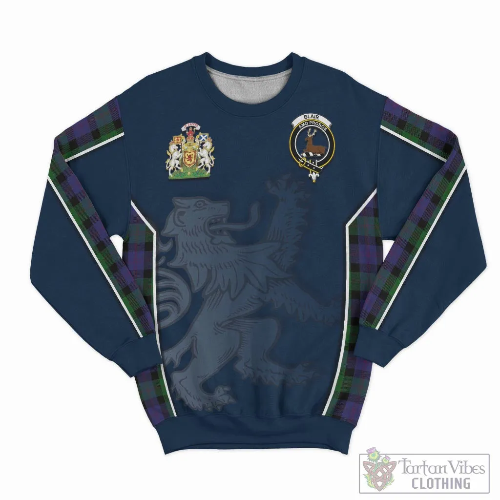 Blair Tartan Sweater with Family Crest and Lion Rampant Vibes Sport Style