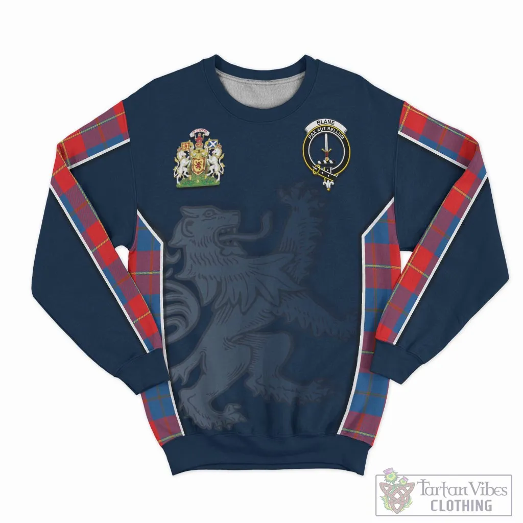 Blane Tartan Sweater with Family Crest and Lion Rampant Vibes Sport Style